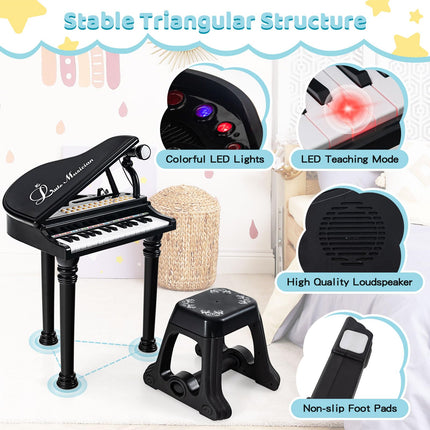 Costzon Kids Piano, 31 Key Mini Grand Piano Toy Keyboard with Microphone