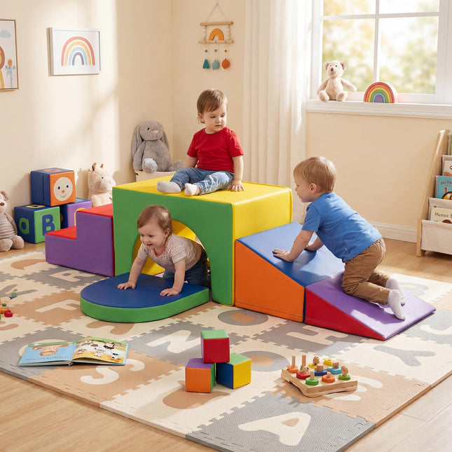 Costzon 7 Pieces Toddler Climbing Toys Indoor Foam Climbing Blocks