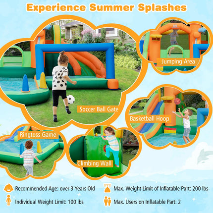 BOUNTECH Inflatable Water Slide Park, 9 in 1 Mega Waterslide Bounce House for Outdoor w/Dual Slides