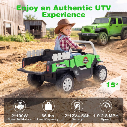 Costzon 24V Kids UTV Ride on Car Truck with Trunk & 2 x 100W Motors