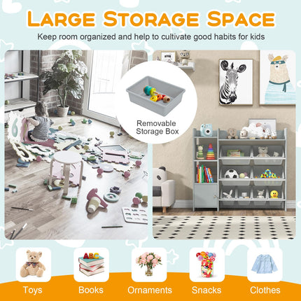 Costzon Kids Toy Storage Organizer, 4-Tier Kids Bookshelf with 8 Toy Organizer Bins