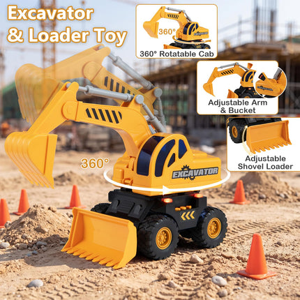 Costzon Licensed Scania Tow Truck Toy & Excavator with Sounds & Lights(Rescue+Excavator)