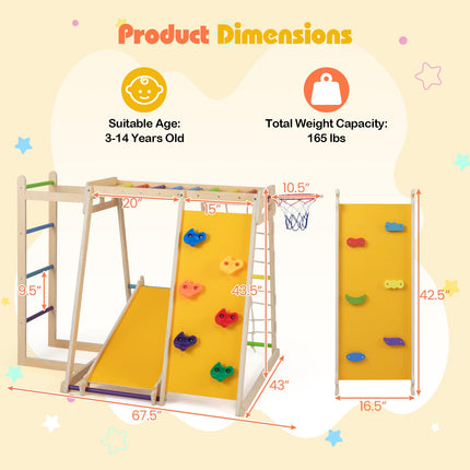 Costzon Indoor 6-in-1 Kids Montessori Jungle Gym with Baby Slide
