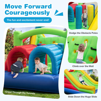 BOUNTECH Inflatable Obstacle Course Bounce House, Kids Huge Sectional Bouncy Castle with Dual Slides