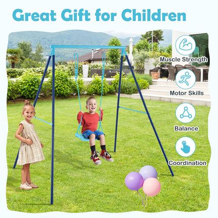 Costzon Swing Sets for Backyard, All Weather A-Frame Swing Stand Frame with Adjustable Swing Seat