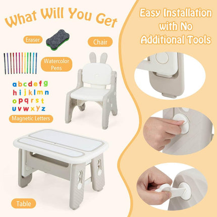 Costzon Kids Table and Chair Set, Graffiti Activity Table, Toddlers Art Table & Chair