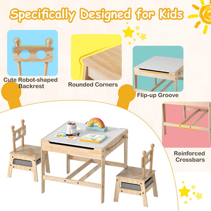 Costzon Kids Table and Chairs 4 in 1 Wooden Activity Desk Set (Alien Shape)