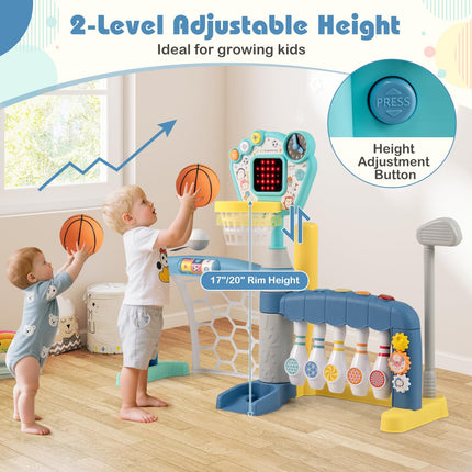Costzon Toddler Basketball Hoop with Adjustable Height 5 in 1 Basketball Bowling