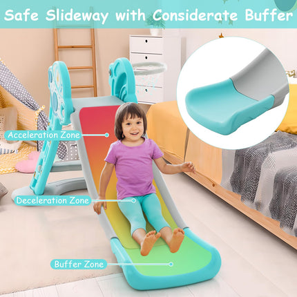 BABY JOY Toddler Slide, 3 in 1 Folding Baby Slide Climber Playset, Freestanding Slide with Long Slipping Slope