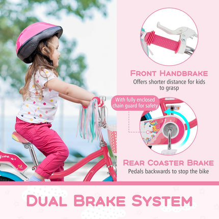 BABY JOY Kids Bike,  95% Pre-Assembled Girls Bike for 3-8 Years Old