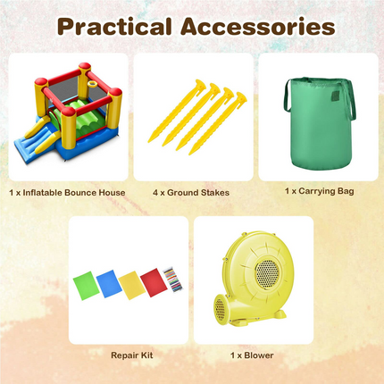 BOUNTECH Inflatable Bounce House, Bouncy House for Kids Indoor Outdoor Party, Portable Backyard Castle Bouncer