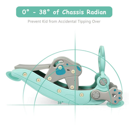 Costzon 5 in 1 Toddler Slide Rocking Toy, Slide for Kids with Detachable Stool, Foldable Climber Playground Slide