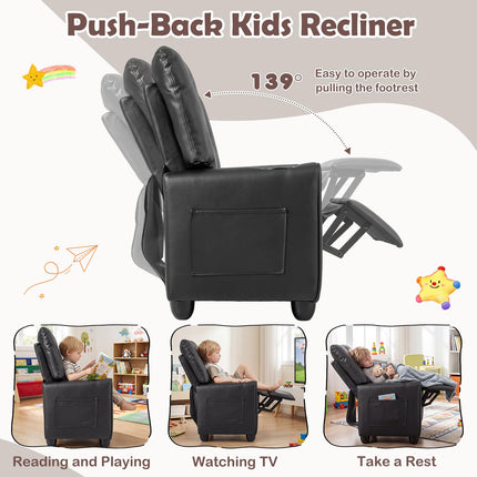 Costzon Kids Recliner PU Leather Toddler Baby Push Back Sofa