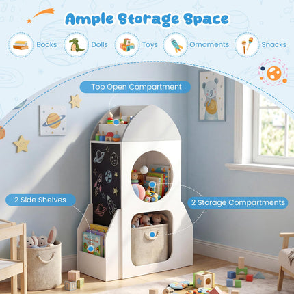 Costzon Rocket Kids Bookshelf Toddler Toy Storage Organizer