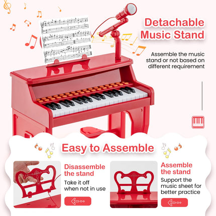 Costzon Kids Piano, 37 Key Toy Piano Keyboard, Portable Electronic Piano Educational Musical Instrument Toy
