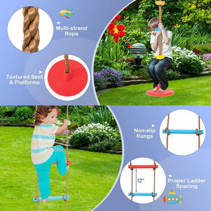 Costzon 660 lbs Swing Sets for Backyard, 4-in-1 Heavy Duty Large Metal Swing Frame with Adjustable Swing