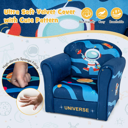 Costzon Kids Sofa, Children Armrest Chair with Pattern, Toddler Furniture with Sturdy Wood Construction for Boys & Girls