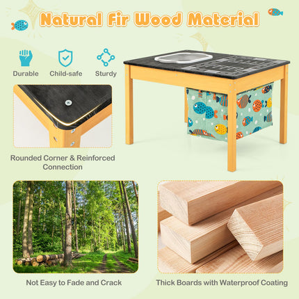 Costzon Sensory Table, 3-in-1 Wooden Sand and Water Table with Foldable Bin