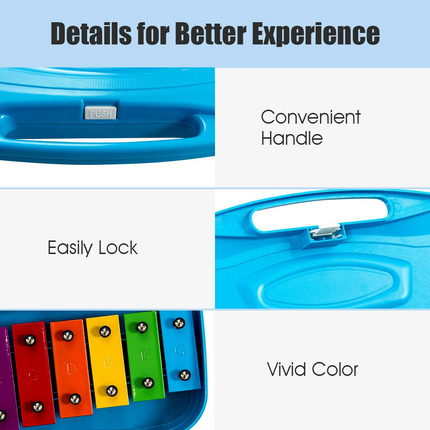 Costzon 25-Note Xylophone w/Case, 2 Child-Safe Mallets, Perfectly Tuned Instrument for Kids