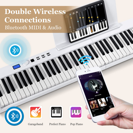Costzon 88-Key Foldable Digital Piano Keyboard, Full Size Semi-Weighted Keyboard, Portable Electric Piano