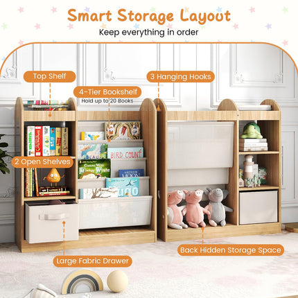 Costzon Kids Bookshelf with Full-Length Mirror Toy Storage Organizer