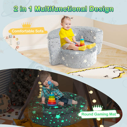 Costzon 2 in 1 Convertible Glow in The Dark Kids Sofa with 8-inch Sitting Cushion