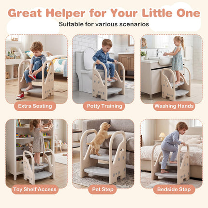 Costzon Toddler 2-Step Stool Convertible Plastic Ladder