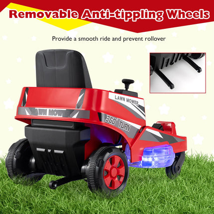 Costzon Ride on Lawn Mower for Kids | 12V Toddler Electric Car with 360° Twist and Turn