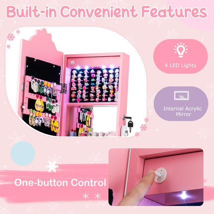 Costzon Children Dress Up Mirror Jewelry Cabinet for Little Girls