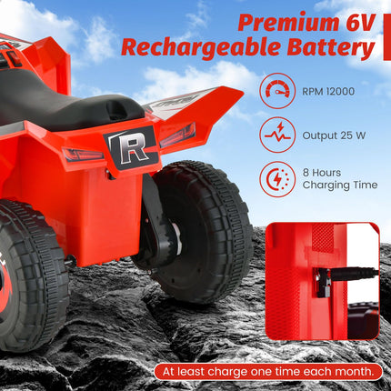 Costzon Kids ATV, 6V Battery Powered Electric Vehicle with Forward/Reverse Switch