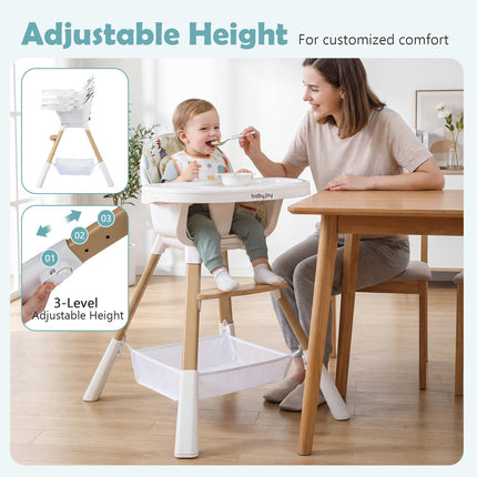 4-in-1 Convertible Highchair Adjustable Legs Double Removable Tray