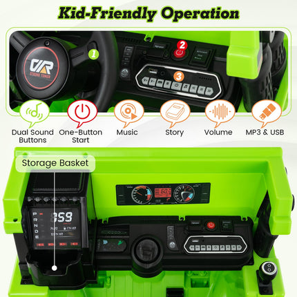 Costzon Kids Ride on Dump Truck, 12V Ride on Car w/Remote Control, Construction Vehicle for Kids