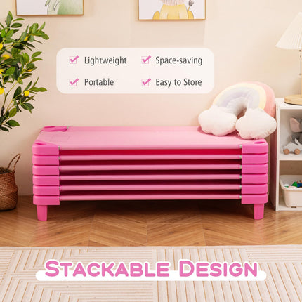 Costzon Daycare Cots for Kids, Pack of 6, 51” L x 22.5” W Stackable Nap Cots with Easy Lift Corners