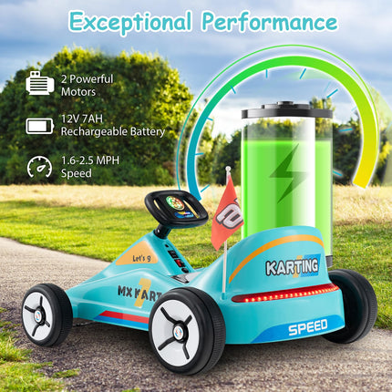 Costzon Kids Electric Go Kart, 12V 7AH Battery Powered Ride on Race Toy Car with Remote Control