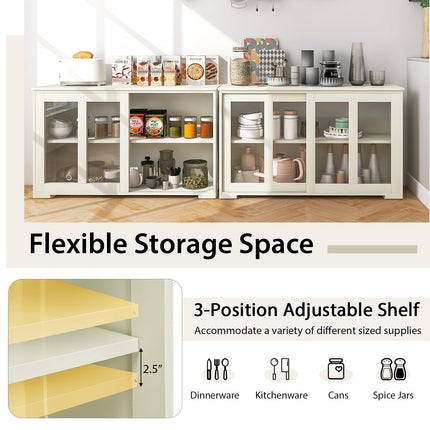 Costzon Kitchen Sideboard Antique Stackable Storage Cabinet with Adjustable Shelf