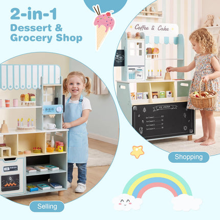 Costzon 2-in-1 Wooden Grocery Store Pretend Play