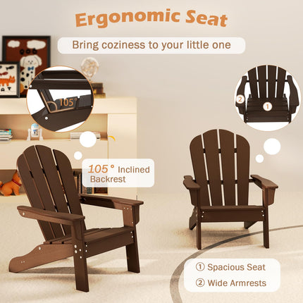 Costzon Kids Adirondack Chair Set of 1/2/4, All-Weather HDPE Patio Chair with Armrests