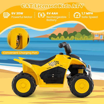 Costzon Kids ATV 6V CAT Licensed Four Wheeler Quad Car Toy with LED Headlight