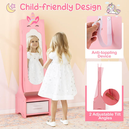 Costzon Kids Vanity Set & Jewelry Armoire Cabinet