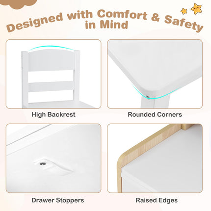 Costzon Kids Wooden Study Writing Table Set