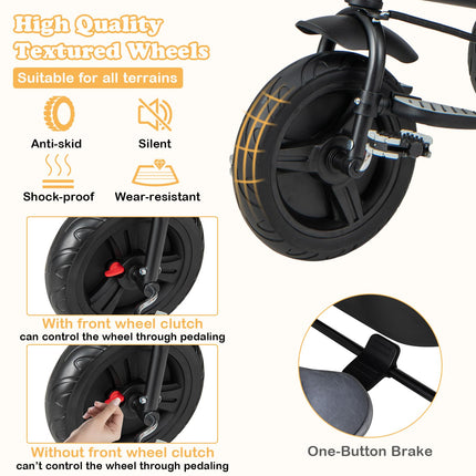 6 in 1 Trike for Toddler Adjustable Canopy 5-Point Safety Belt (43.5" x 20" x 43")
