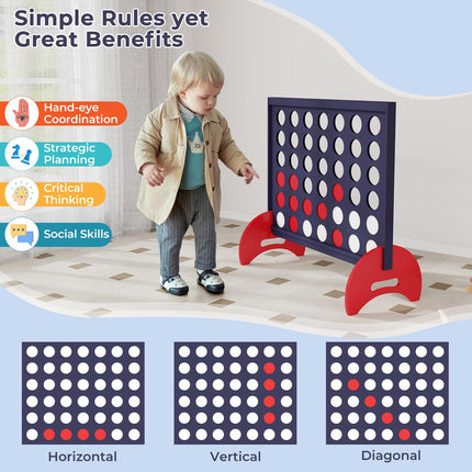 Costzon Giant 4-in-a-Row Game Set, Wooden Jumbo 4-to-Score Game w/ 42 PCS Chips & 600D Oxford Fabric Carrying Bag