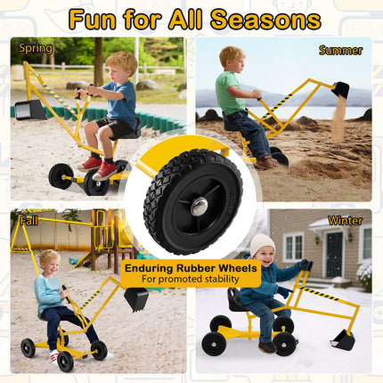 Costzon Sand Digger Outdoor Heavy Duty Metal Excavator with 360° Swivel Seat and 4 Wheels