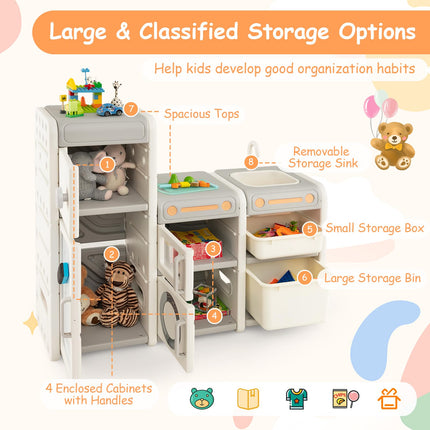 Costzon Toy Organizers and Storage, Multipurpose Kids Toy Chest with Magnetic Whiteboard
