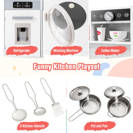 Costzon Kids Kitchen Playset, Wooden Toy Kitchen Set