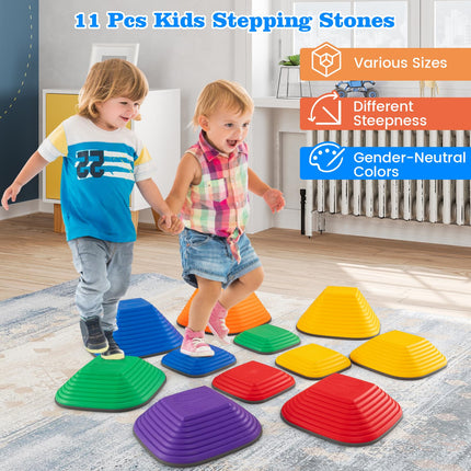 Costzon 6 Pcs Kids Stepping Stone, Non-Slip Toddler Balance Stones, Balance Blocks for Indoor/Outdoor Exercise