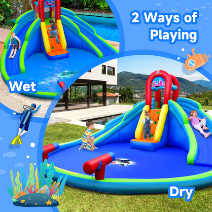 Costzon Inflatable Water Slide for Kids, Mighty Kids Inflatable Water Park w/Splash Pool
