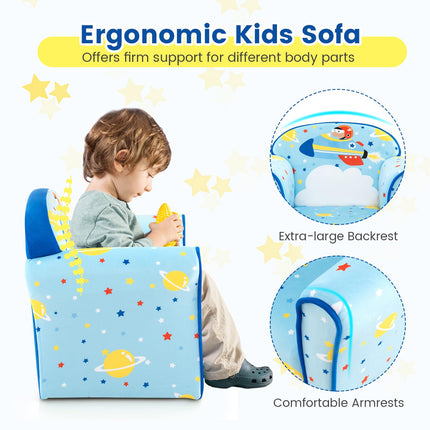 Costzon Kids Sofa, Children Armrest Chair with Pattern, Toddler Furniture, Airplane Style