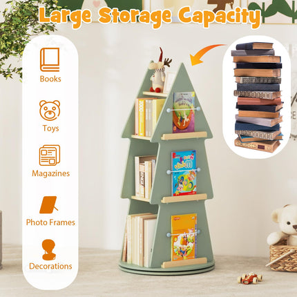 Costzon 4-Tier Kids Corner Book Shelf for Small Space 360° Display Spinning