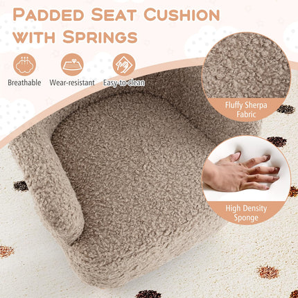 Comfy Kids Chair w/Solid Wooden Frame & Sherpa Fabric
